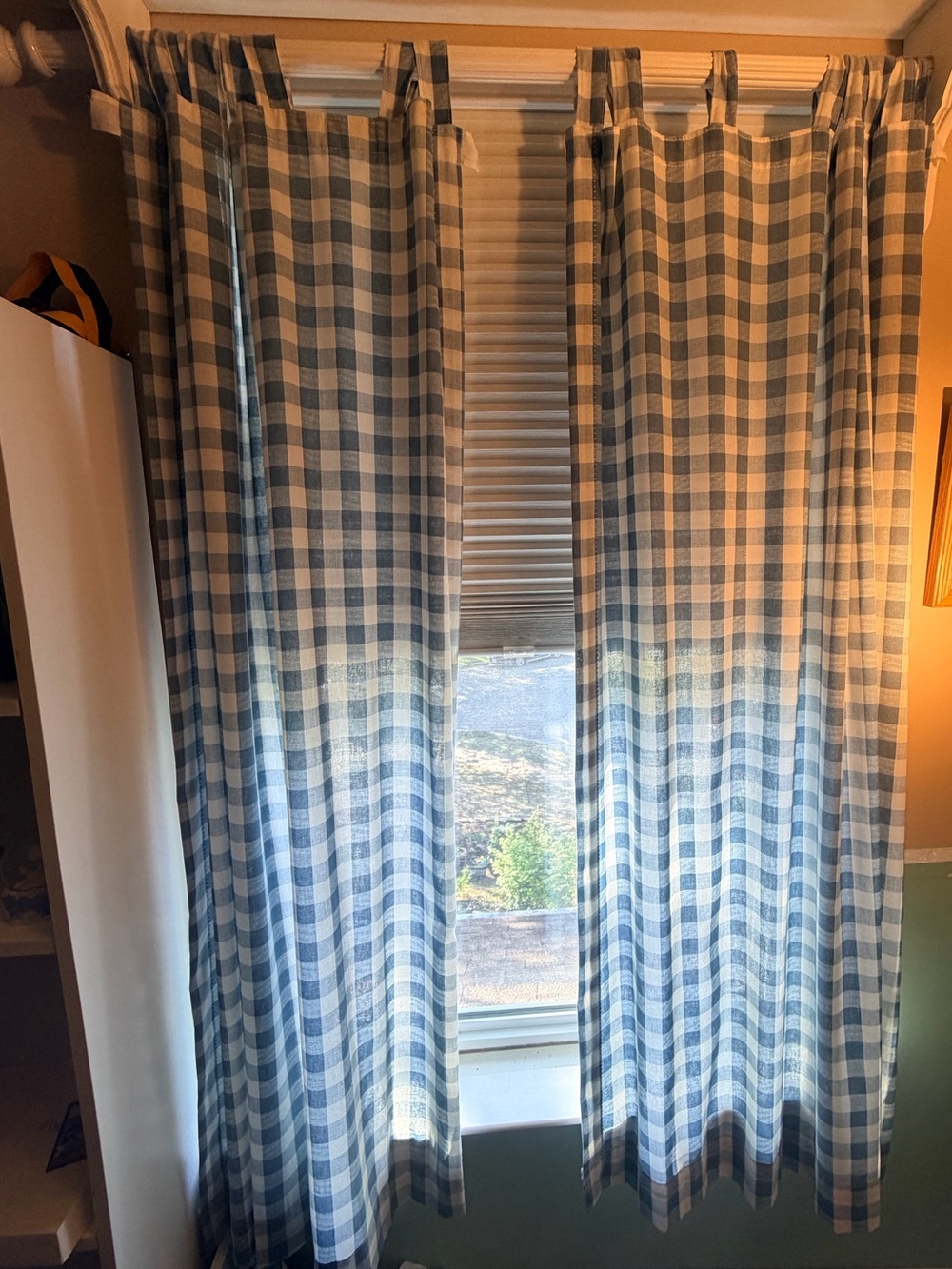 Blue Check Gingham Country Window Curtains - Home Accents 63”